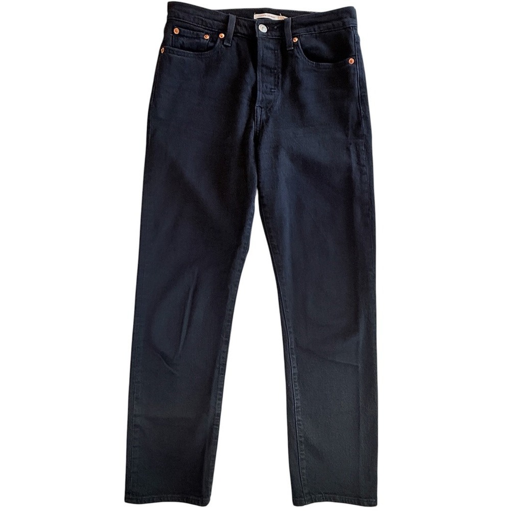 Levi's Wedgie Straight Jeans Womens 26 Black High Rise Button Fly 34964-0023